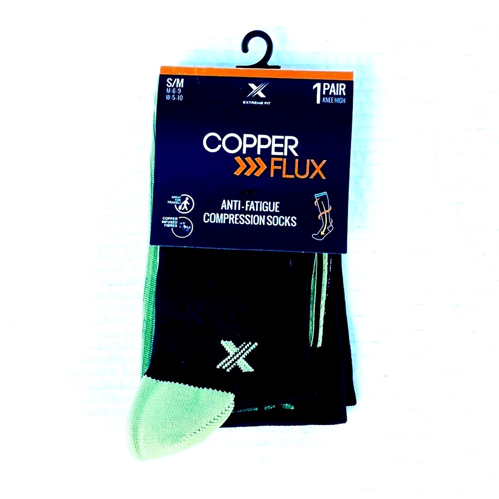 Olive Green Black Copper Flux Compression Socks Size S/M